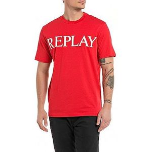 Replay T- Shirt Homme, Rouge Rubis (656), M