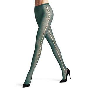 FALKE Supersize Net panty voor dames, duurzaam, semi-ondoorzichtig, dik, warm, beige, blauw, roze, zwart, met fantasiepatroon, voor zomer of winter, 1 paar, Verdigris 7426 Turkoois