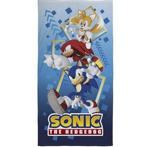 Character World Officiële Sonic de egel handdoek voor kinderen, superzacht gevoel, springend design, perfect voor thuis, bad, strand en zwembad, eenheidsmaat 70 x 140 cm,