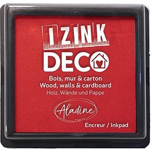 Aladine - Izink decoratief stempelkussen maat XL 10 x 10 cm – zeer dekkende pigmenten, sneldrogend – hoogwaardig schuim, ideaal voor creatieve vingerafdrukken op muur, hout en karton – rood