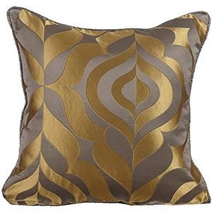 The HomeCentric Gouden kussensloop, damaststof, jacquardstof, kussensloop, 40 x 40 cm, kussenhoes, vierkant, jacquard-kussen, decoratiekussen voor bank, geometrische kunst, grijs goud luxe