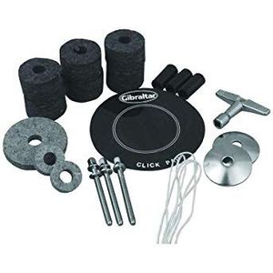 Gibraltar SC-DTK accessoireset voor basdrumsticks met klikpad, klemschroef, bekkenschijf, bekkenhellingshuls, viltstiften, snare-koord, batterijsleutel, SC-DTK