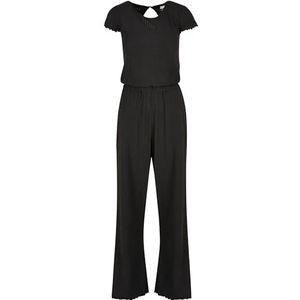 Urban Classics Dames Rib Wid Leg Jumpsuit, dames, zwart, XL, zwart.