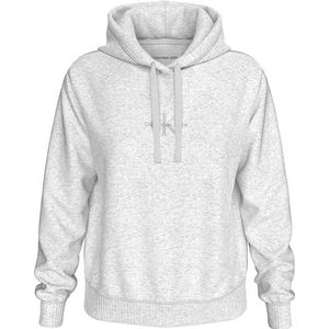 Calvin Klein Jeans Monologo Regular Hoodie J20j223536 Dameshoodie, Grijs (ivoor grijs gemêleerd)