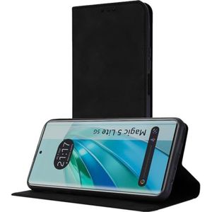 Étui portefeuille en similicuir avec porte-cartes pour Huawei Honor Magic 5 Lite 5G Couleur noire Cuir synthétique