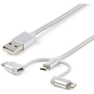 StarTech.com USB-kabel, multi-stekker, 1 m, Lightning, USB-C, micro-USB