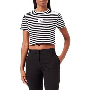 Calvin Klein Jeans Striped Baby Tee Andere gebreide tops voor dames, Ck zwart/helder wit