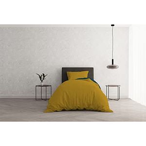 Italian Bed Linen Beauty Plus Fine 50 mat effen, 1 paar, natuurlijke kleur, katoen, oker/petrol, eenpersoonsbed