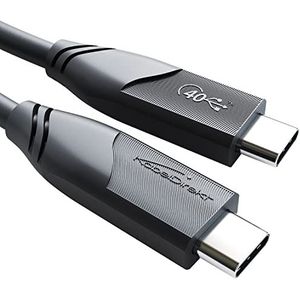 KabelDirekt USB-C kabel, USB 4/TB4 - 1 m (USB-C naar USB-C datakabel/USB IF-gecertificeerde oplaadkabel, tot 40 Gbit/s en 100 W in Power Delivery/PD 3-modus, Thunderbolt 4 compatibel, zwart)