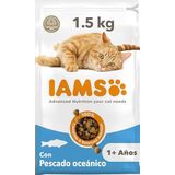 IAMS Vitality - Premium droogvoer voor volwassen katten, 100% compleet en uitgebalanceerd, met oceaanvissen, zonder GGO, kunstmatige aromakleuren, hersluitbare zak, 1,5 kg