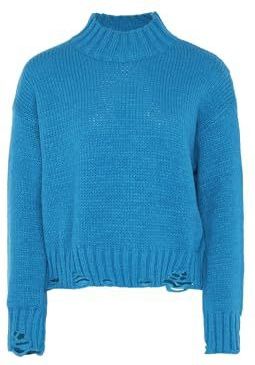 gaya Gebreide damestrui met opstaande kraag en gebroken koperen bekleding - Turquoise polyester - Maat XL/XXL, turquoise, XL, Turkoois
