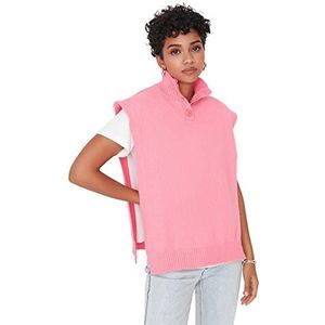 TRENDYOL Gebreide trui met rode kraag voor dames (1 stuk), Roze