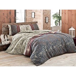 Nuit Des Rêves Parure de lit simple XL (155 x 200 cm), 65% coton/35% polyester, lavable en machine, 127 fils, crème, noir, gris, rouge clair et blanc | Design élégant et confortable
