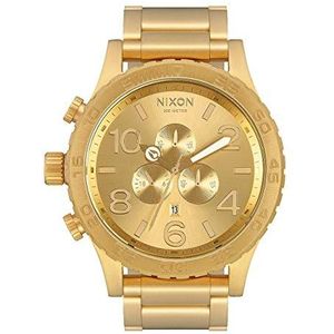 Nixon Heren-chronograaf, kwarts, polshorloge met roestvrij stalen armband A083-502-00, goud/goudkleurig, armband, Goud/Goud, armband