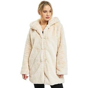 Urban Classics dames mantel Ladies Hooded Teddy Coat, gebroken wit, XL