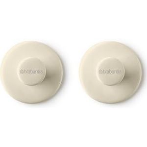 Brabantia - ReNew Handdoekhaken - Ideaal voor badkamer, toilet of keuken - Ondersteunt 2 kg - Zonder boren - Corrosiebestendig - Bevestigingsmateriaal inbegrepen - 2 stuks - Soft Beige