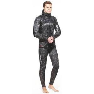 Cressi Apnea Hoogwaardige neopreen jas en broek, voor freediving en vissen, camouflage, grijs/groen, 3,5 mm, L/4