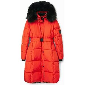 Desigual Padded_noruega, 7002 oranje, gewatteerde lange mantel voor dames, Oranje