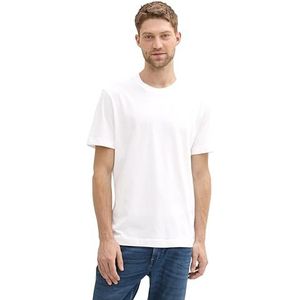 TOM TAILOR 2-pack T-shirts voor heren met een ronde hals van katoen, Wit 20.000, L