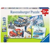 Ravensburger Kinderpuzzel – 09221 politie-inzet – puzzel voor kinderen vanaf 5 jaar, met 3 x 49 delen
