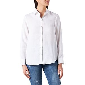 Seidensticker Damesblouse trendy blouse blouse kraag lange mouwen 100% linnen, Weiss