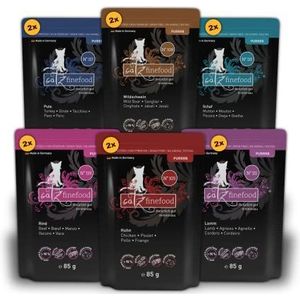 catz finefood Purrrr Collection I - Monoprotein kattenvoer nass - BPA-vrij, suikervrij, hypoallergeen - hoog vleesdeel - multipack nestvoer voor katten - in zak, 12 x 85 g