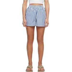 Urban Classics Gestreepte shorts voor dames, Wit/Blauw