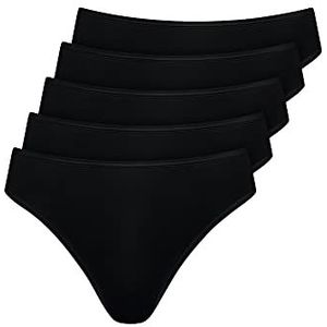 Nur Die Set van 5 mini-onderbroeken van katoen, meerkleurig, voor dames, zwart, zwart.