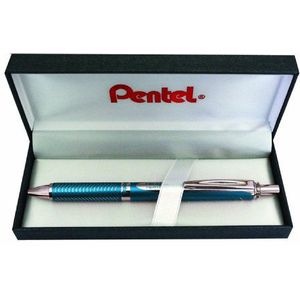 Pentel BL407S-BOX EnerGel Liquid Gel Roller Sterling met matblauwe behuizing, lijndikte 0,35 mm, kogeldiameter 0,7 mm, zwart