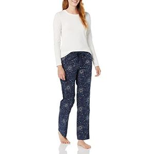 Amazon Essentials Pantalon de nuit en popeline pour femme, étoiles célestes bleu marine, taille L