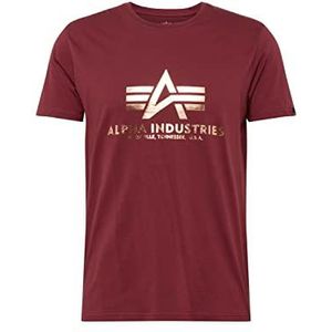 ALPHA INDUSTRIES basic shirt heren korte mouw, wijnrood/goud