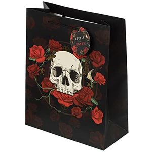 Geschenkenvelop – schedels en rozen – roze rood – maat L
