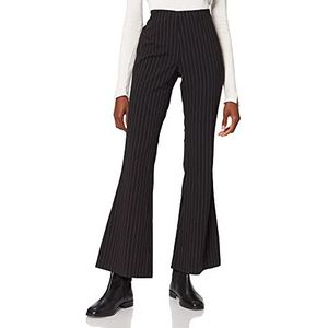 Urban Classics Dames slim fit broek met strepen en gespen elastische tailleband van comfortabel stretch polyester maat XS-5XL, Zwart/Wit