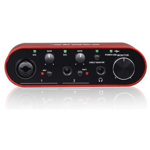 BOMGE BMG11S USB-audio-interface (24 bit/192 kHz) met XLR, 48 V fantoomvoeding voor gitarist, zanger, podcaster of producer, high-fidelity, opname in studiokwaliteit (rood)