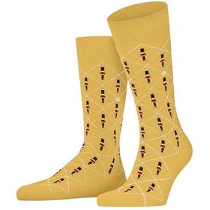 Burlington Guard-sokken voor heren, ademend, duurzaam, biologisch, versterkt katoen, duurzaam, zacht, platte teennaad, fantasie-argyle-patroon, eenheidsmaat, cadeau-idee, 1 paar, Geel (Sun 1312)
