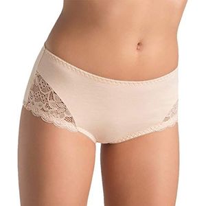 Teyli Culotte taille haute en coton pour femme avec dentelle Jessi, beige, XL