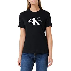 Calvin Klein Jeans T-shirt à manches courtes pour femme de base monologue col rond, noir (Ck Black), 3XL, Ck Black, 3XL