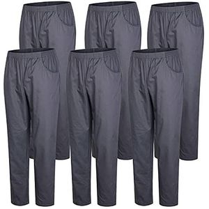 MISEMIYA - 6 stuks - uniseks sanitaire broek met elastische band, eenheidsmaat, medisch, grijs, S, grijs.