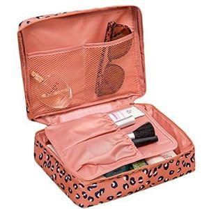 LKMY - Draagbare make-uptas met bloemenprint, waterdicht, meerdere zakken, voor vrouwen en meisjes, ideaal voor op reis