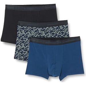 Dagi Set van 3 boxershorts met bloemen in normale taille voor heren, Navy Blauw