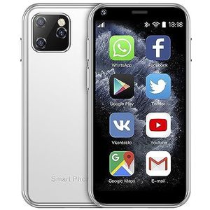 DAM Mini Smartphone XS11 3G, Android, 1 Go RAM + 8 Go. Écran 2,5"". Double carte SIM. 4,3 x 0,9 x 8,5 cm. Couleur : blanc