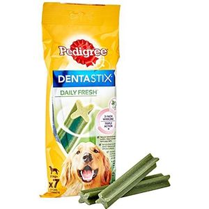 Pedigree DentaStix Daily Fresh Tandverzorgingssnack voor grote honden – Hondenblackerli met actieve werkzame stoffen voor elke dag – Voor gezonde tanden en een frisse adem – 70 sticks (10 x 7 stuks)