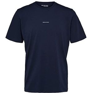 SELETED HOMME T-shirt Slhaspen imprimé Ss O-Neck Noos pour homme, Blazer bleu marine, S