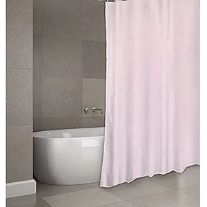 MSV Douchegordijn, polyester, roze, 180 x 200 cm, premium kwaliteit, roze - ringen inclusief