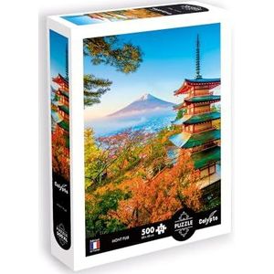 Calypto 3907305 Mount Fuji XL puzzel 500 stukjes Soft Touch grote puzzelstukjes met fluweelachtig oppervlak, voor volwassenen en kinderen vanaf 8 jaar, Japan, herfst, pagode