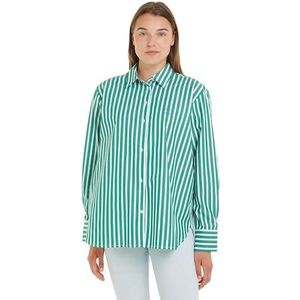 Tommy Hilfiger Smd Stripe Easy Fit Ls Shirt Casual Overhemden voor Dames, Bold Stp/Olympisch Groen