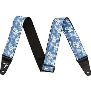 Fender® HAWAIIAN GUITAR STRAP gitaarband 5 cm breed 86-150 cm lang bloemen blauw