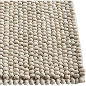 Hay peas 501183 handgeweven tapijt 100% scheerwol, 200 x 140 cm, lichtgrijs