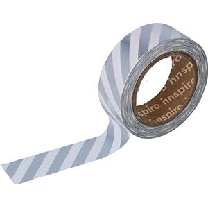 Masking Tape Washi Folie Zilver lijnen 15mm x 10m Serie Metal