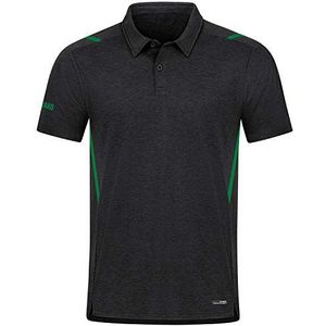 JAKO Poloshirt Challenge heren, zwart gemêleerd/groen sport